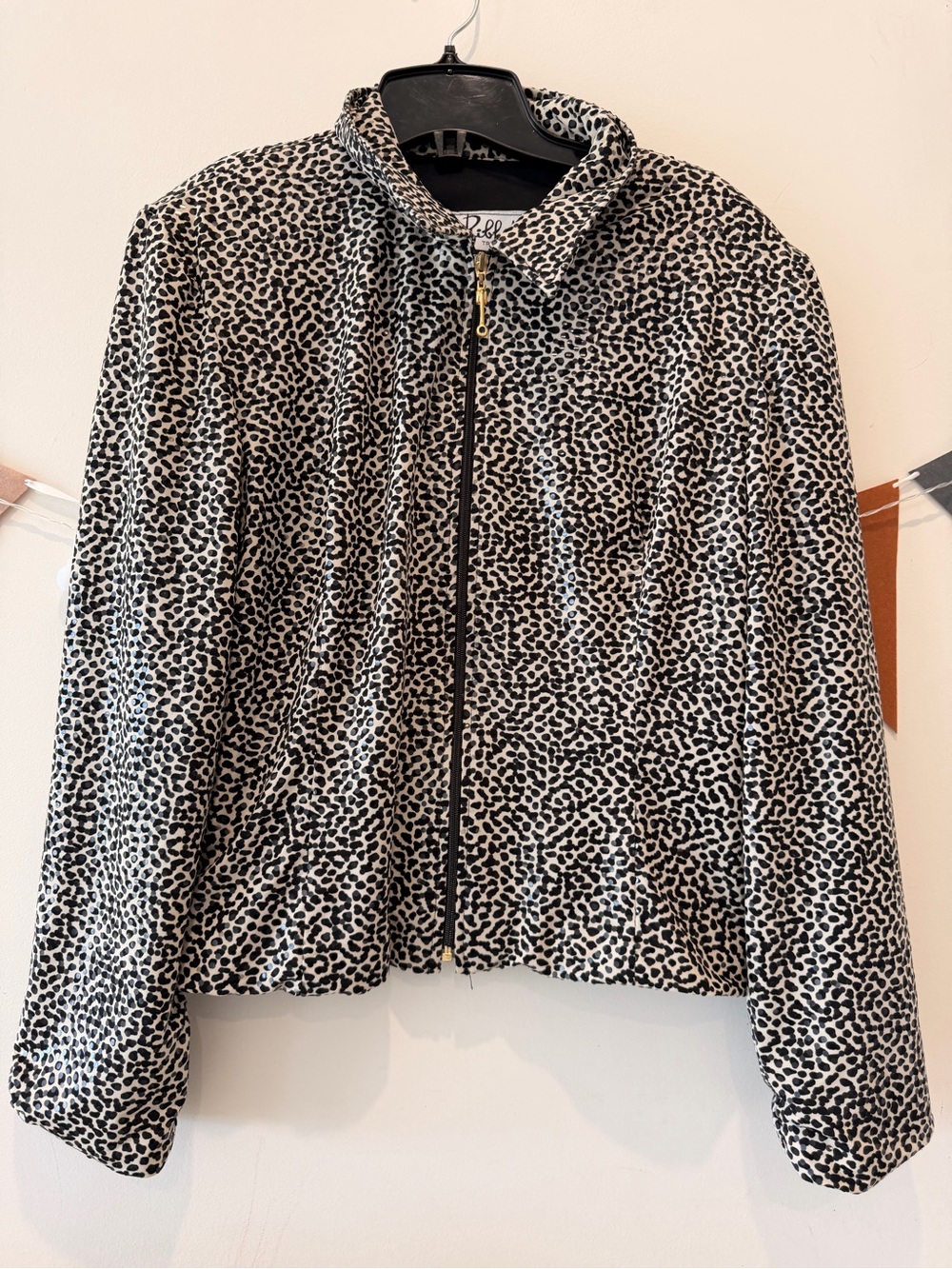 Joseph Ribkoff Black & White Leopard-Pattern Zip Jacket